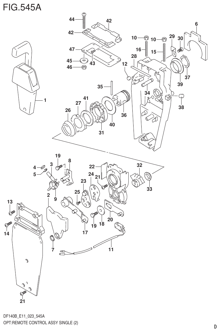 Suzuki DF140B, DF115B OPT:REMOTE CONTROL ASSY SINGLE (2) parts diagram